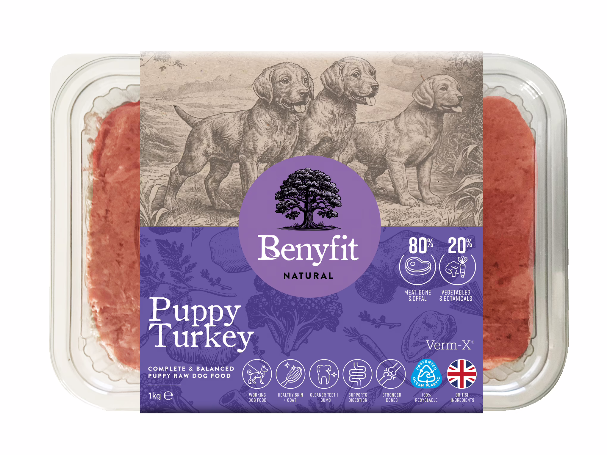 Perfect Puppy Turkey Complete Puppy Raw Working Dog Food with Verm-X